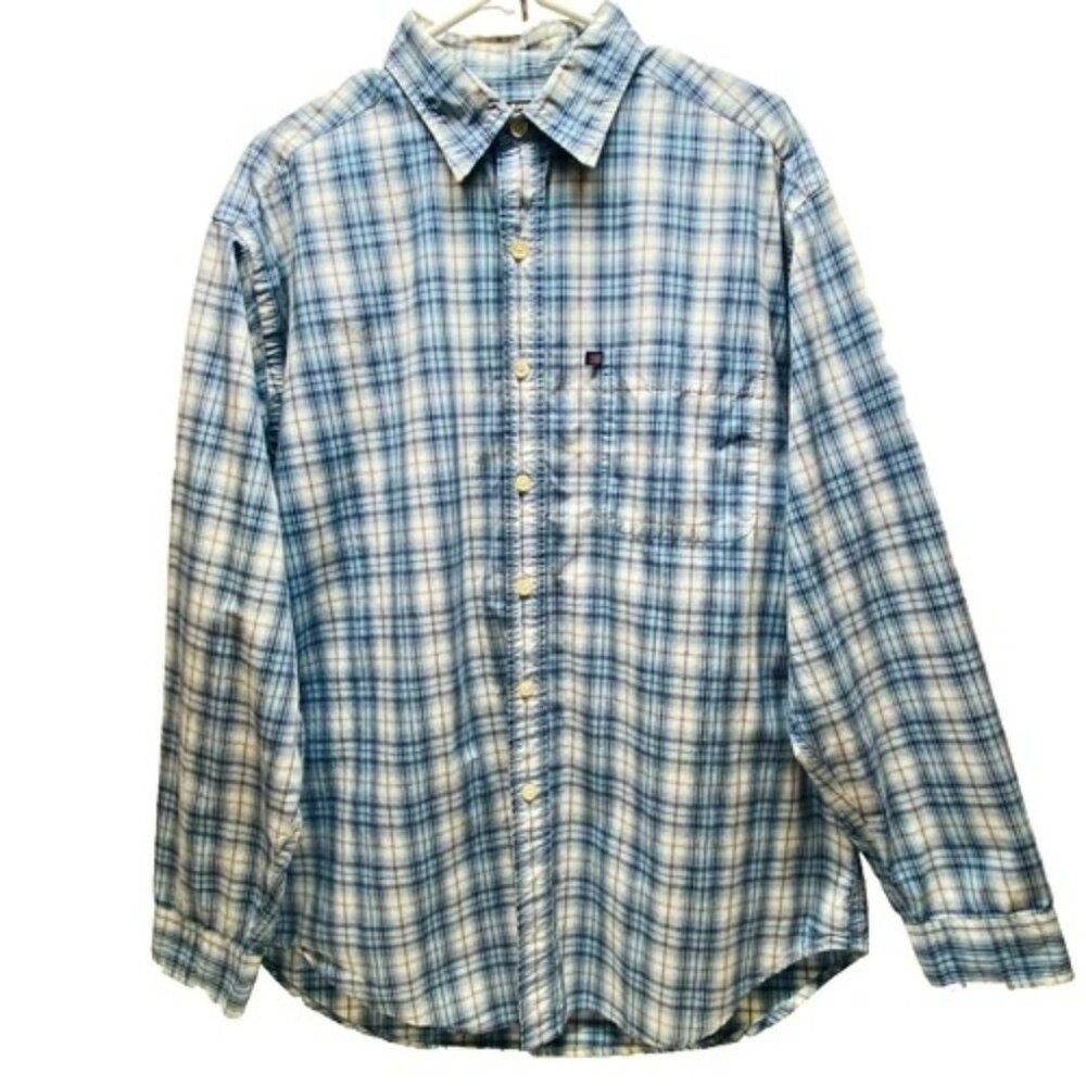 Vintage Ralph Lauren Polo Shirt Men's Large Blue Plaid RL Jeans Co Button-Up GUC
